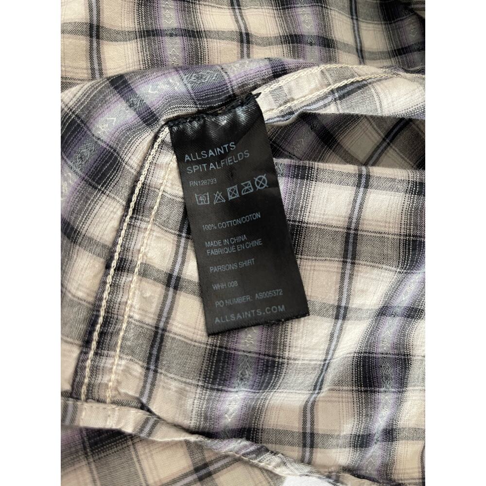 Allsaints Spitalfields Parson Button Down Plaid Women Shirt Size 8 Western Rodeo - Picture 8 of 13